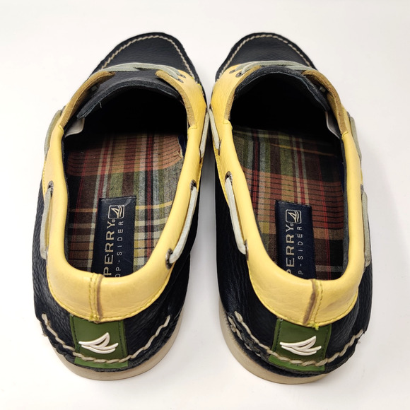 Sperry Mens Leather Two Tone Loafers Size 11 M Yellow Navy Blue Casual Comfort - Picture 10 of 15